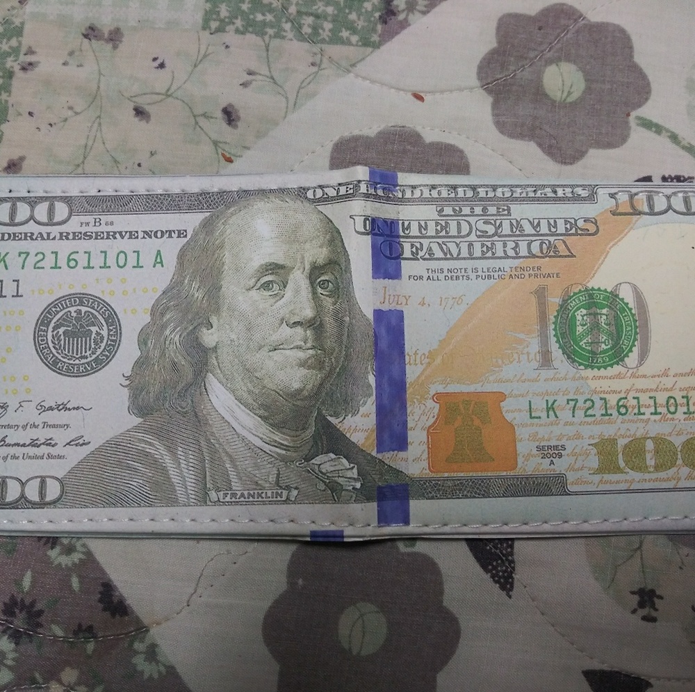 New $100 BILL print foldable wallet